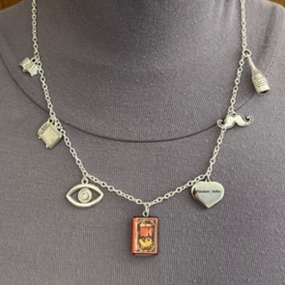 1984 by George Orwell Handmade Literature Necklace, Eye TV Mustache Book Cover - Picture 8 of 15